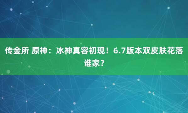 传金所 原神：冰神真容初现！6.7版本双皮肤花落谁家？