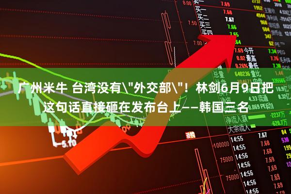 广州米牛 台湾没有＂外交部＂！林剑6月9日把这句话直接砸在发布台上——韩国三名